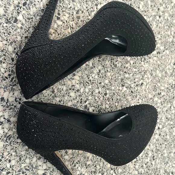 Sparkle black high heels black size 7 truffle used occasion wedding occasion - Picture 6 of 16